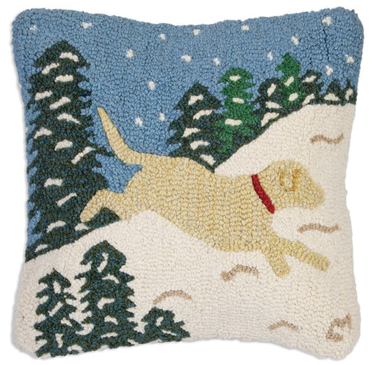 SnowGolden Wool Hooked Pillow